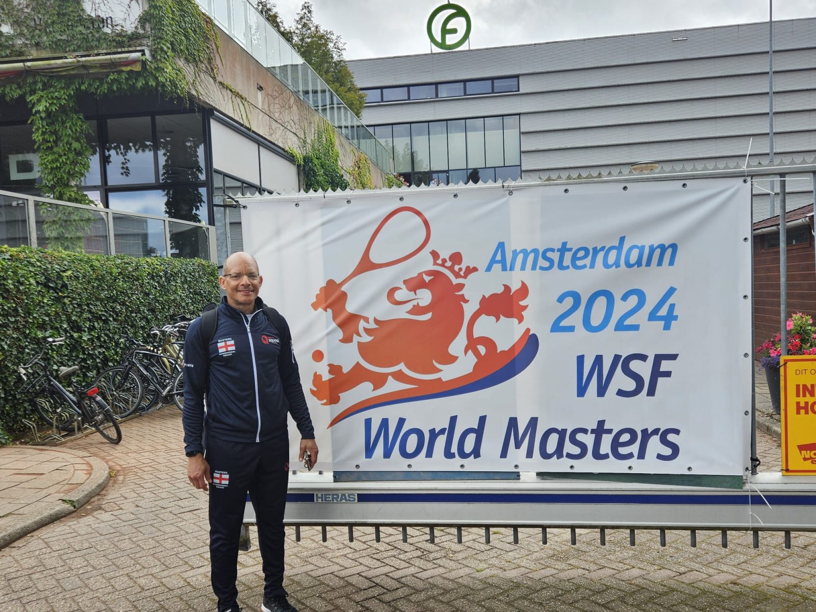 Teejay Sogunro at the WSF World Masters Squash Championships, Amsterdam 2024