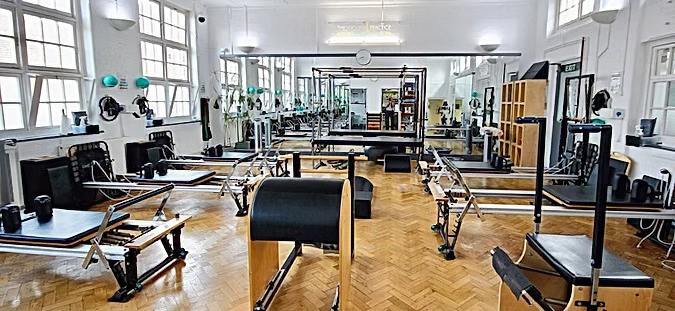 Reformers, Cadillac and barrels in the Applied Pilates apparatus studio at London Colney, about 15 to 20 minutes from Welwyn Garden City
