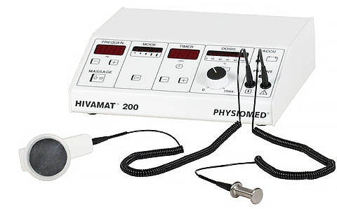 The HIVAMAT 200 deep oscillation unit and hand applicator used for Osteolates Therapy at The Sogunro Practice, London Colney